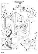CABINET Diagram and Parts List for LGN3634DW0  Whirlpool Dryer