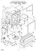 TUB ASSEMBLY Diagram and Parts List for GU980SCGQ3  Whirlpool Dishwasher