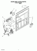 DOOR AND LATCH PARTS Diagram and Parts List for TUD8750SD2  Estate Dishwasher
