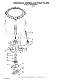 GEARCASE, MOTOR AND PUMP PARTS Diagram and Parts List for 7MWTW1501AW0  Whirlpool Washer