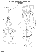 AGITATOR, BASKET AND TUB PARTS Diagram and Parts List for 7MSAWX650LQ1  Whirlpool Washer