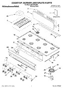 COOKTOP, BURNER AND GRATE PARTS Diagram and Parts List for KGCP487JSS2  KitchenAid Cooktop