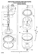 AGITATOR, BASKET AND TUB PARTS Diagram and Parts List for LSQ9549PW3  Whirlpool Washer