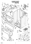 CABINET PARTS Diagram and Parts List for 3RLEQ8000KQ4  Whirlpool Dryer