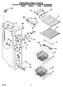 FREEZER LINER PARTS Diagram and Parts List for GC3CHAXNB00  Whirlpool Refrigerator