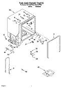 TUB AND FRAME PARTS Diagram and Parts List for DU1048XTPS0  Whirlpool Dishwasher