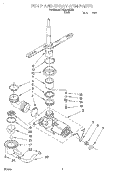PUMP AND SPRAY ARM Diagram and Parts List for RUD3000DB2  Roper Dishwasher