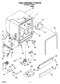 TUB ASSEMBLY PARTS Diagram and Parts List for IPU58462  Inglis Dishwasher