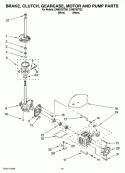 BRAKE, CLUTCH, GEARCASE, MOTOR AND PUMP PARTS Diagram and Parts List for CAM2762TQ2  Whirlpool Washer