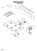 COOKTOP PARTS Diagram and Parts List for KDRP467KSS03  KitchenAid Range