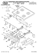 COOKTOP AND MANIFOLD, LITERATURE Diagram and Parts List for FGP305HW0  Roper Range