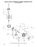 BRAKE, CLUTCH, GEARCASE, MOTOR AND PUMP Diagram and Parts List for KAWE850VAL0  KitchenAid Washer