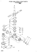 PUMP AND SPRAY ARM Diagram and Parts List for WU3056Y0  Roper Dishwasher