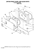 DRYER FRONT PANEL AND DOOR PARTS Diagram and Parts List for MET3800TW1  Maytag Washer Dryer Combo