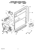 DOOR AND LATCH PARTS Diagram and Parts List for KUDC02IRBL4  KitchenAid Dishwasher