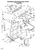 CONTROLS AND REAR PANEL PARTS Diagram and Parts List for LSB6200PQ0  Whirlpool Washer