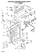 CONTROLS AND REAR PANEL PARTS Diagram and Parts List for 2DWTW5305SQ0  Whirlpool Washer