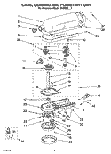 CASE, GEARING AND PLANETARY UNIT Diagram and Parts List for 5K45SSEWH4  KitchenAid Mixer