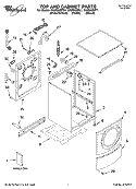 TOP AND CABINET PARTS Diagram and Parts List for GHW9400PT1  Whirlpool Washer