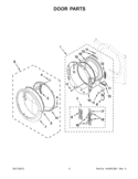 DOOR PARTS Diagram and Parts List for YWED88HEAW1  Whirlpool Dryer