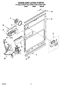 DOOR AND LATCH PARTS Diagram and Parts List for KUDR01TJBT0  KitchenAid Dishwasher
