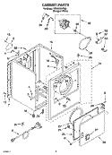 CABINET PARTS Diagram and Parts List for YREX6634RQ0  Roper Dryer