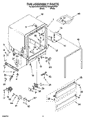 TUB ASSEMBLY PARTS Diagram and Parts List for DU948PWPB0  Whirlpool Dishwasher