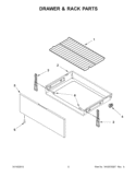 DRAWER & RACK PARTS Diagram and Parts List for YIES426AS0  Whirlpool Range