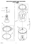 AGITATOR, BASKET AND TUB PARTS Diagram and Parts List for RTW4000SW0  Roper Washer