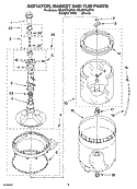AGITATOR, BASKET AND TUB PARTS Diagram and Parts List for 7MLSR7533PT0  Whirlpool Washer