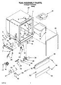 TUB ASSEMBLY PARTS Diagram and Parts List for TUD6750SD0  Estate Dishwasher