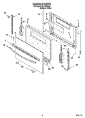DOOR PARTS, OPTIONAL PARTS (NOT INCLUDED) Diagram and Parts List for SF111PXSQ0  Whirlpool Range