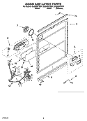 DOOR AND LATCH PARTS Diagram and Parts List for GU3600XTRB1  Whirlpool Dishwasher