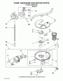 PUMP, WASHARM AND MOTOR PARTS Diagram and Parts List for KUDE70FXSS2  KitchenAid Dishwasher