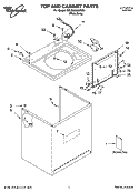TOP AND CABINET PARTS Diagram and Parts List for 7MLSQ9659PW0  Whirlpool Washer