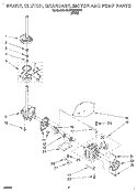 BRAKE, CLUTCH, GEARCASE, MOTOR & PUMP Diagram and Parts List for 3LSP8255BW1  Whirlpool Washer