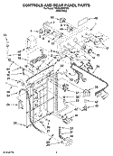 CONTROLS AND REAR PANEL PARTS Diagram and Parts List for 7MMSL6955TW0  Whirlpool Washer