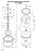 AGITATOR, BASKET AND TUB PARTS Diagram and Parts List for CAWS966RQ1  Crosley Washer
