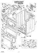 CABINET PARTS Diagram and Parts List for 3RLER5437KQ3  Whirlpool Dryer