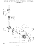 BRAKE, CLUTCH, GEARCASE, MOTOR AND PUMP Diagram and Parts List for LA3400XPW1  Whirlpool Washer