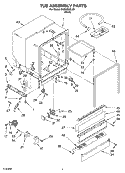 TUB ASSEMBLY PARTS Diagram and Parts List for DU890SWLU0  Whirlpool Dishwasher