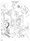 CABINET Diagram and Parts List for LGR3634JW0  Whirlpool Dryer