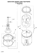 AGITATOR, BASKET AND TUB PARTS Diagram and Parts List for LSR5232LQ1  Whirlpool Washer
