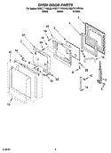 OVEN DOOR PARTS Diagram and Parts List for KEBC171KSS06  KitchenAid Wall Oven