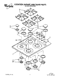 COOKTOP, BURNER AND GRATE Diagram and Parts List for SC8630EXQ5  Whirlpool Cooktop