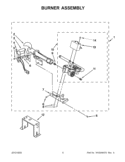 BURNER ASSEMBLY Diagram and Parts List for 7MWGD1500AQ0  Whirlpool Dryer