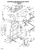 CONTROLS AND REAR PANEL PARTS Diagram and Parts List for 7MLSC9000PW0  Whirlpool Washer