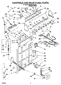 CONTROLS AND REAR PANEL PARTS Diagram and Parts List for 3XLSQ7533JQ4  Whirlpool Washer