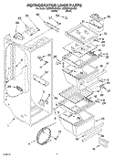 REFRIGERATOR LINER Diagram and Parts List for 3XES0FHQKB01  Whirlpool Refrigerator