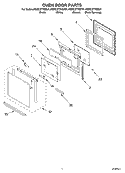 OVEN DOOR PARTS Diagram and Parts List for KEMC377KWH01  KitchenAid Microwave Oven Combo